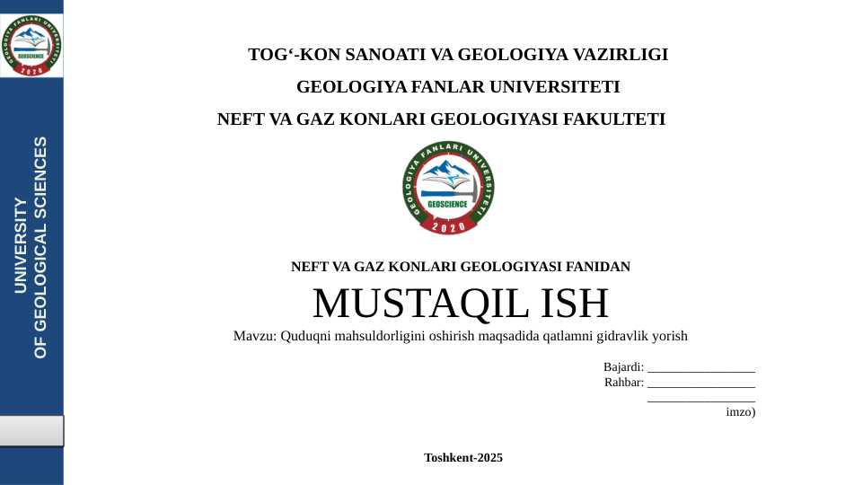 Quduqni mahsuldorligini oshirish maqsadida qatlamni gidravlik yorish