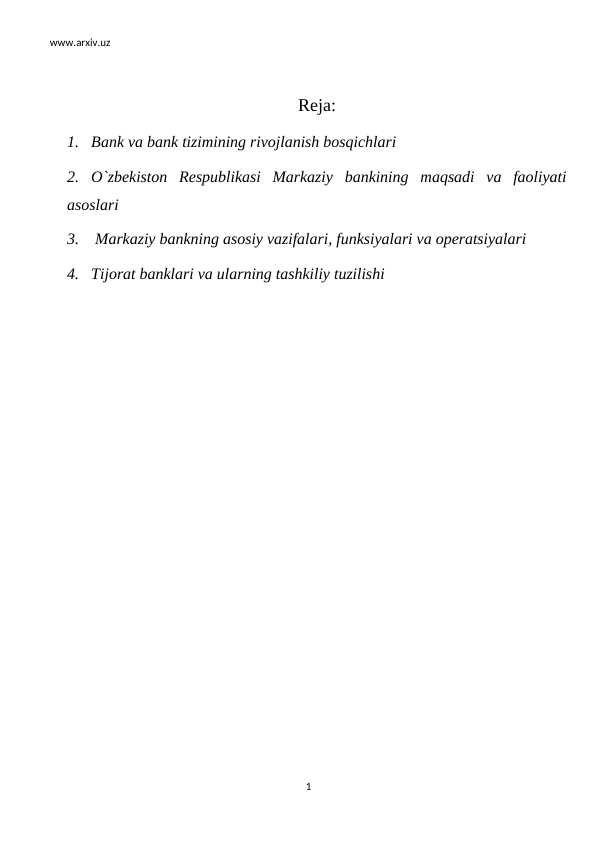 Banklar va bank tizimi