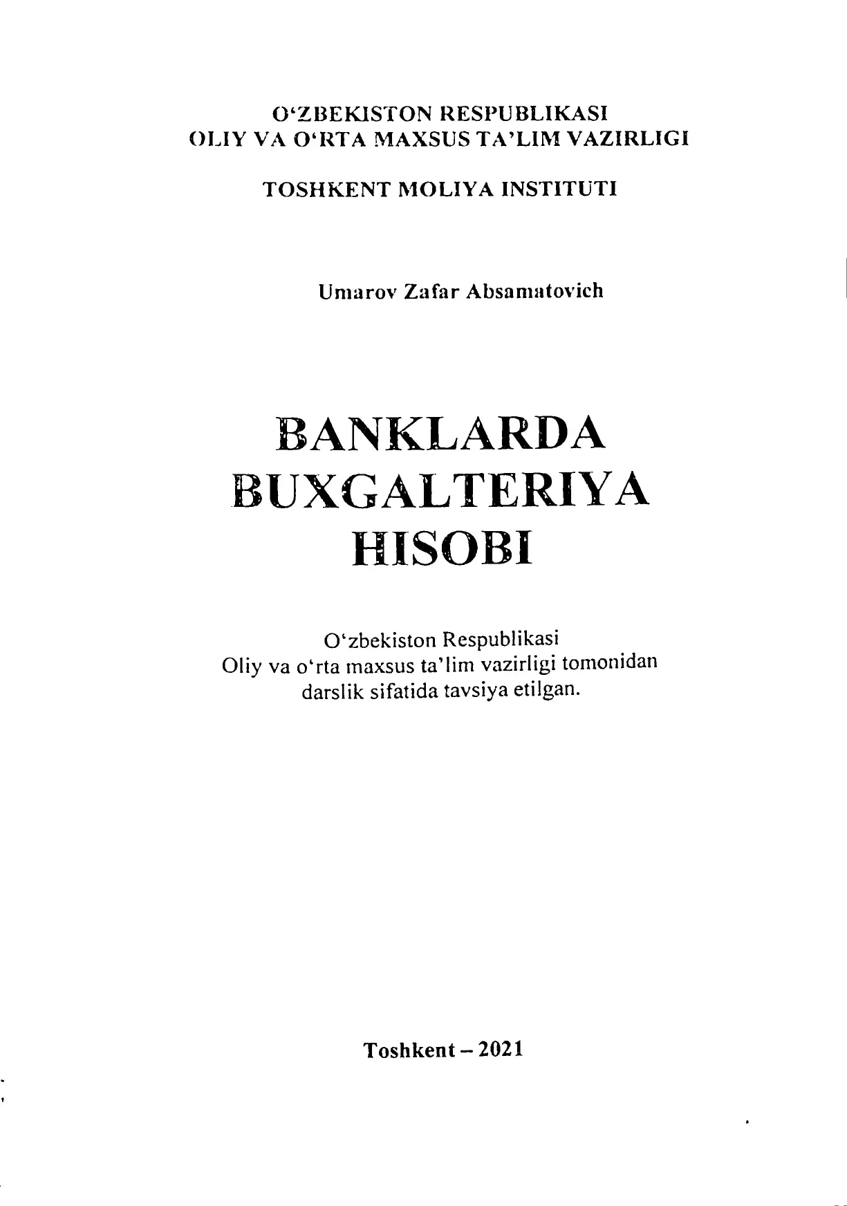 Banklarda Buxgalteriya xisobi