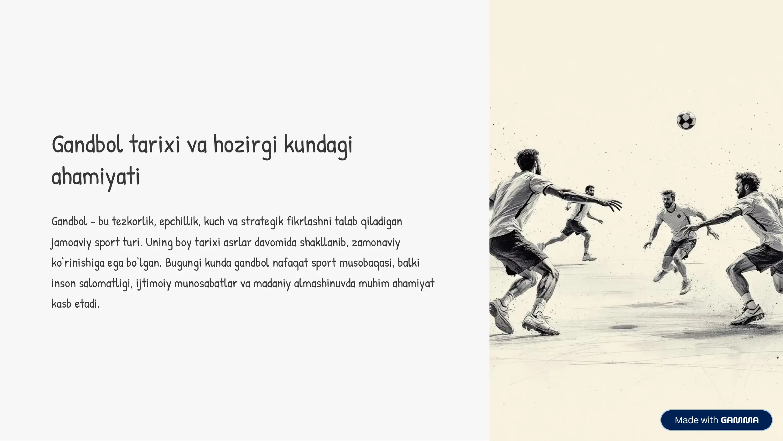 Gandbol tarixi haqida kichik slayd