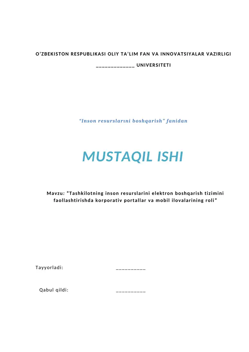 Tashkilotning inson resurslarini elektron boshqarish tizimini faollashtirishda korporativ portallar va mobil ilovalarining roli