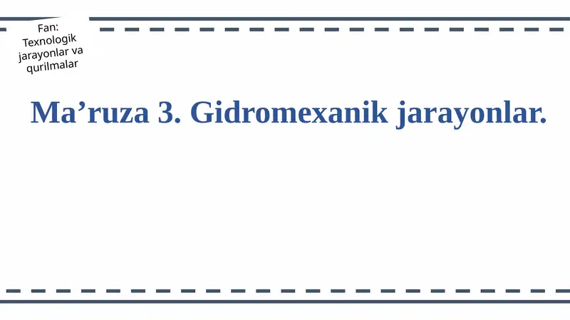 Gidromexanik jarayonlar