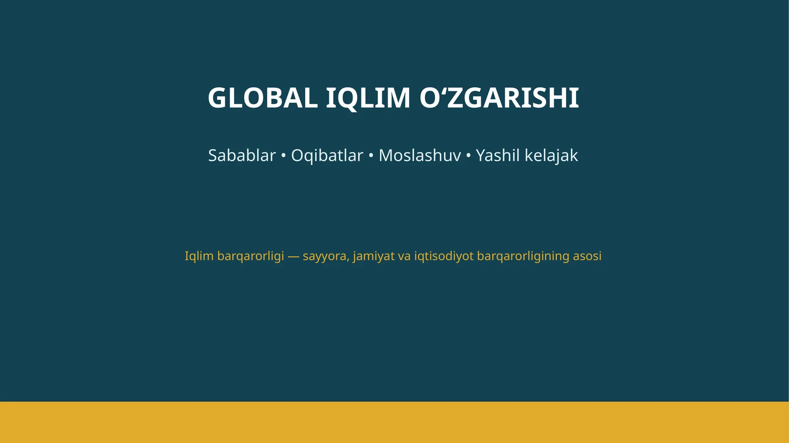GLOBAL IQLIM O‘ZGARISHI
