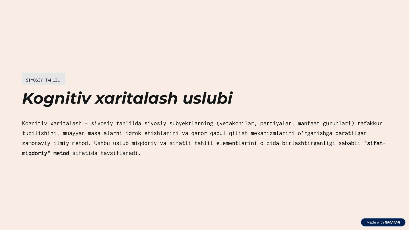 Kognitiv xaritalash uslubi
