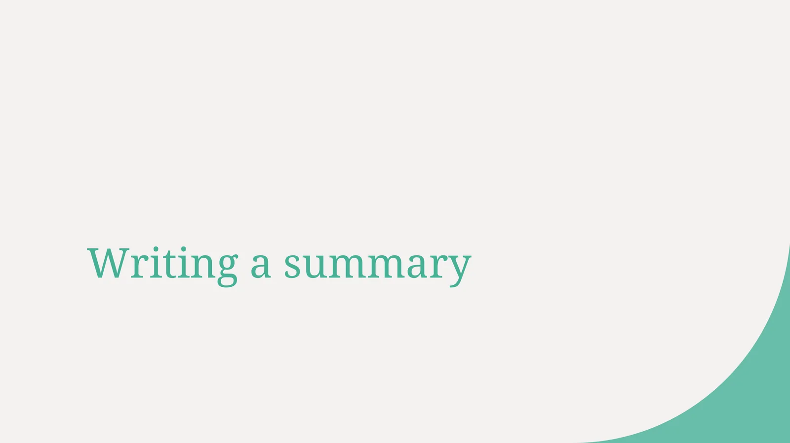 Writing a summary