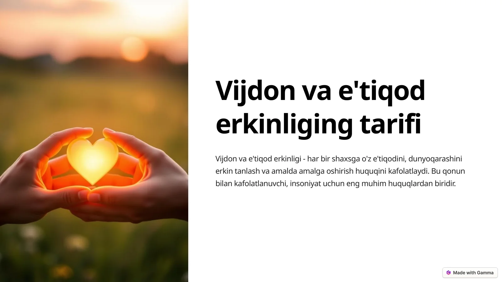 Vijdon va e'tiqod erkinliging tarifi