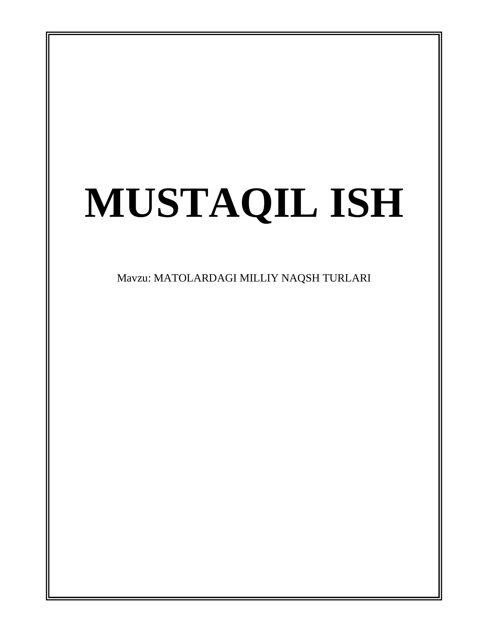 MATOLARDAGI MILLIY NAQSH TURLARI