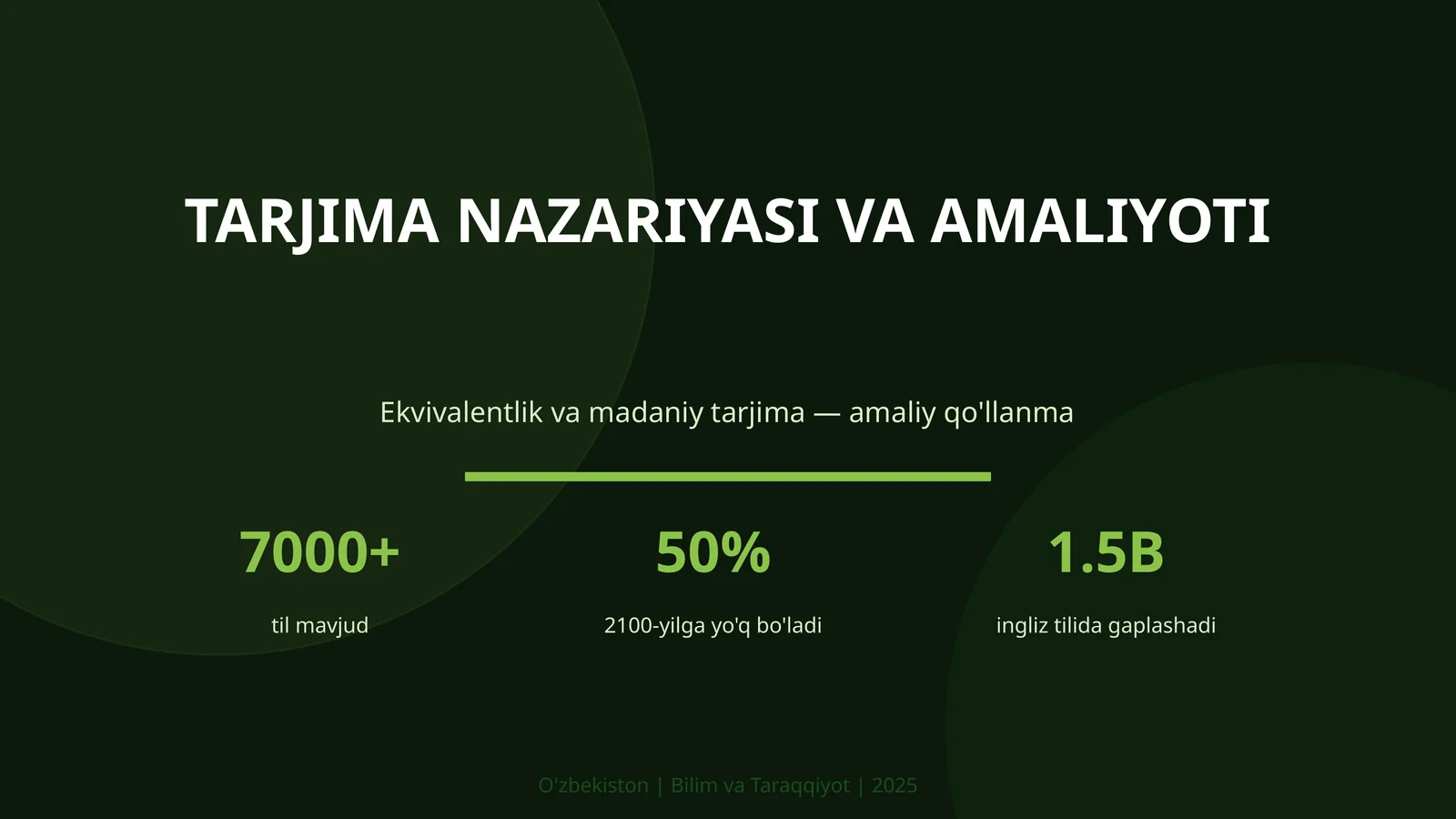 TARJIMA NAZARIYASI VA AMALIYOTI