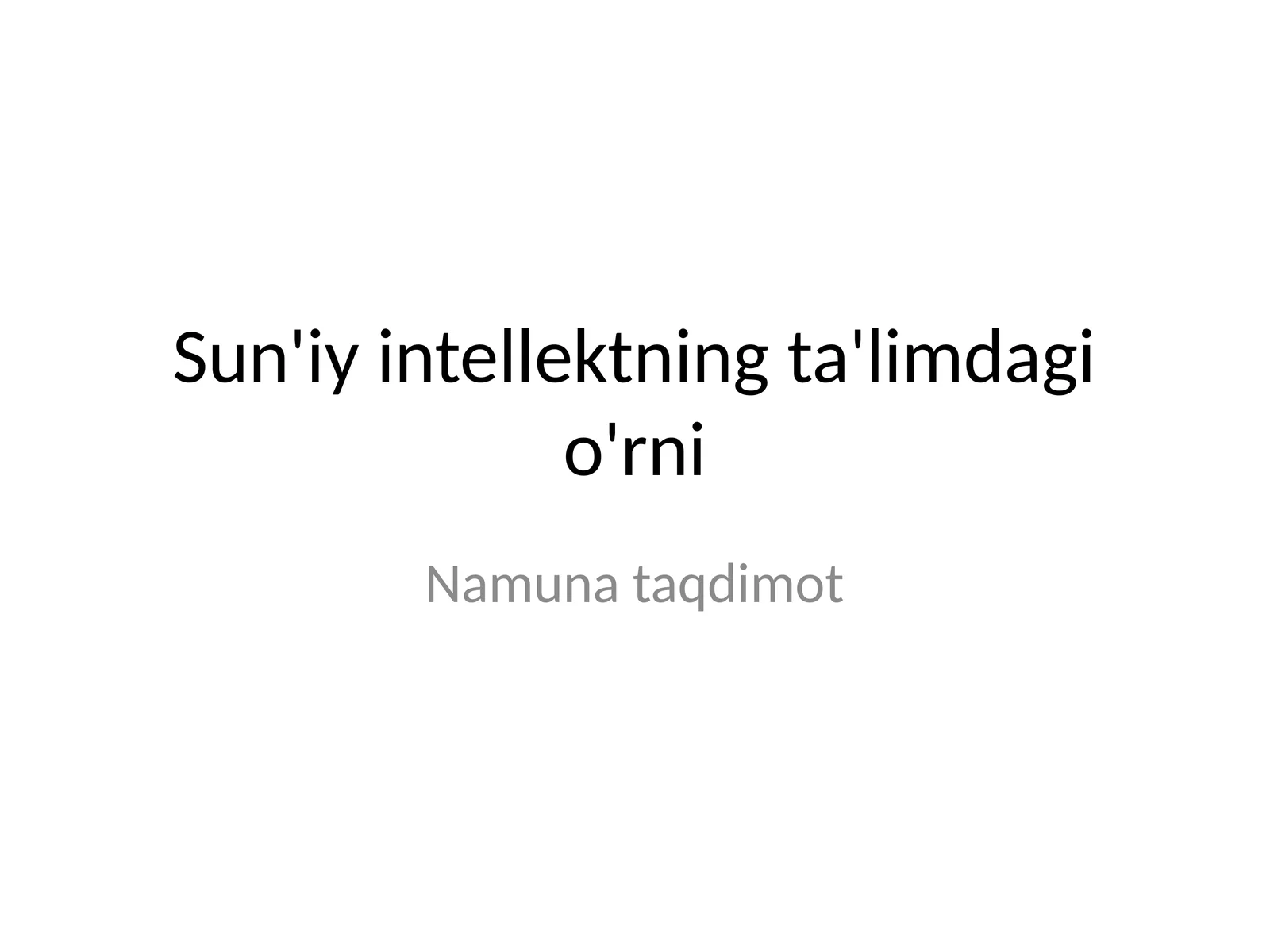 sun'iy intellektning ta'limdagi oʻrni
