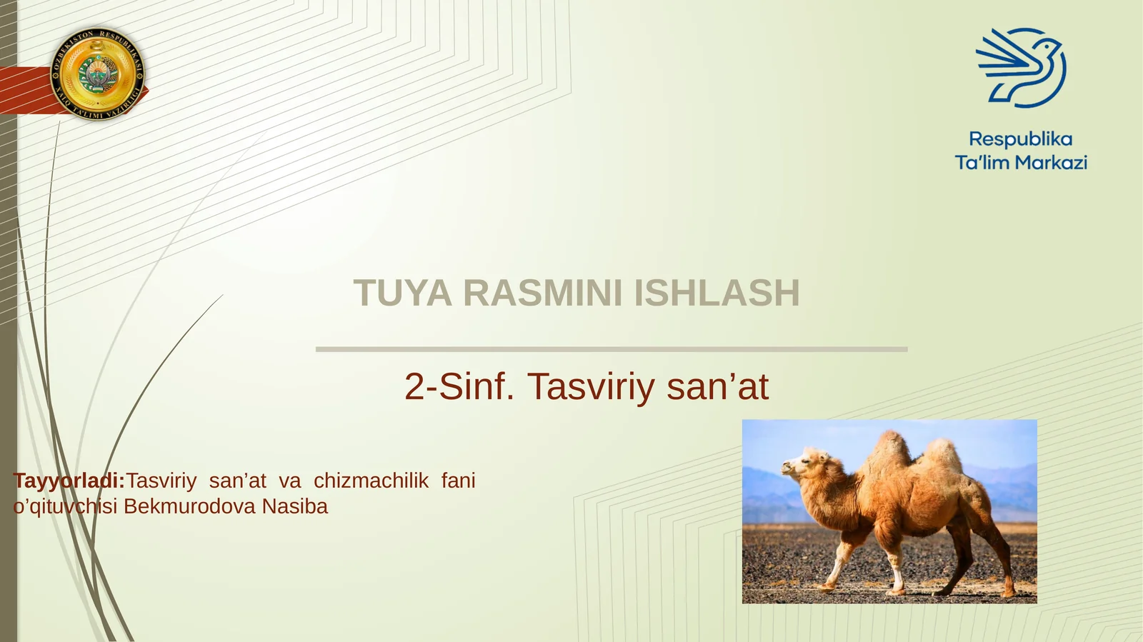 2-sinf Tasviriy san'at Tuya rasmini ishlash dars taqdimoti